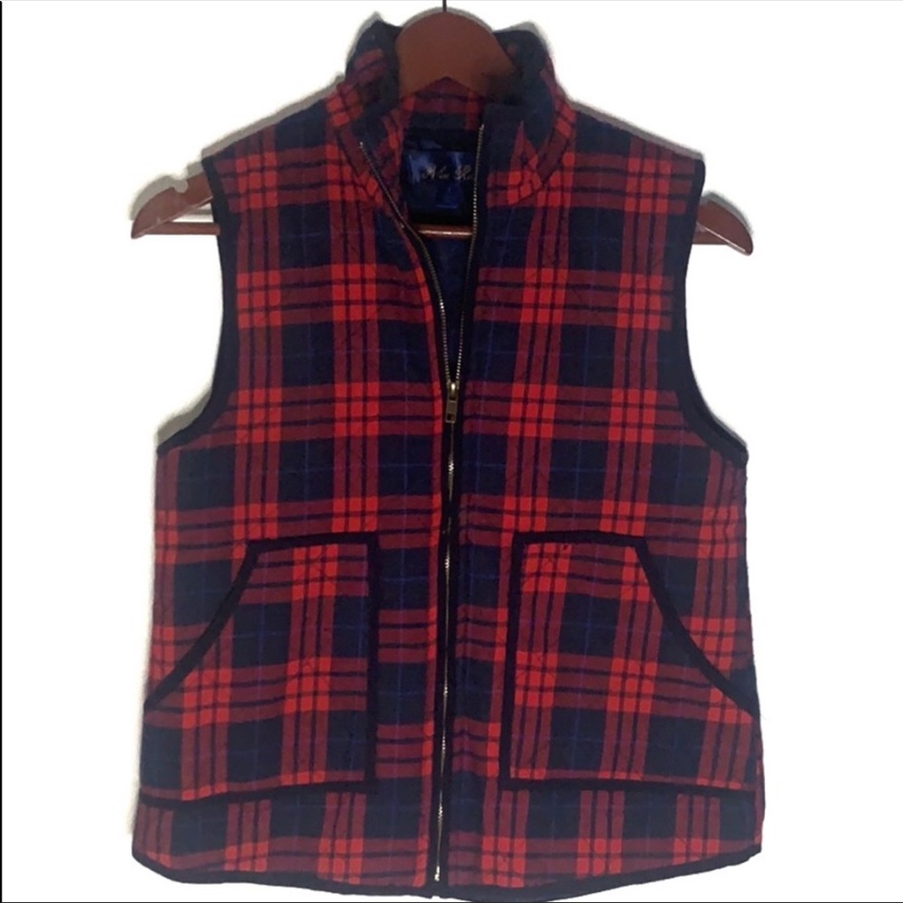 Blue Rain Francesca's Quilted Plaid Vest Sz Small
